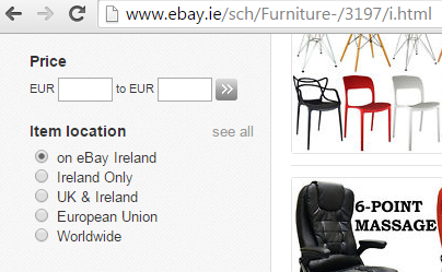 ebay Ireland filter
