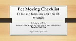 Pet Moving Checklist - to ireland from low risk non-EEA countries - IMC