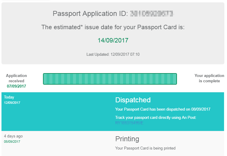 irish passport tracking